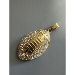 Football Pendant Chain Stainless Steel Super Bowl Gift Men’s Cubic Zirconia Gold